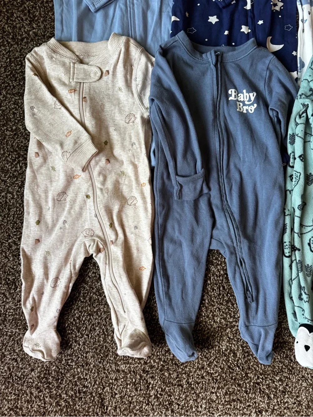 Lot of 6 Baby Boy Footed Sleepers 0-6 Months